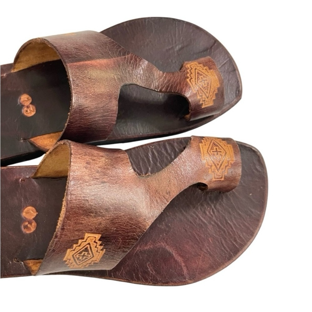 Kids Unisex Leather Sandals Size 13 | Handmade in India | Brown Slip-On - Picture 6 of 10